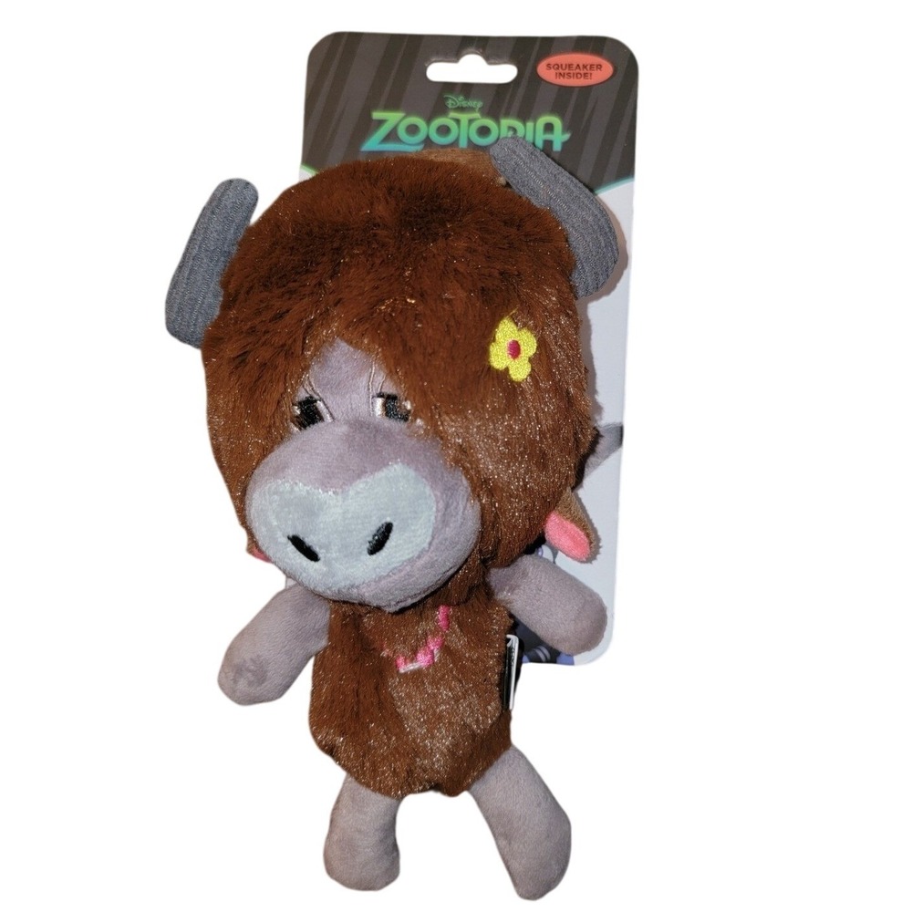 Disney Zootopia Yak Plush Squeaky Dog Toy Brown Grey New DI587-RCD